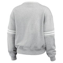 NBA - New York Knicks WEAR by Erin Andrews Women's Sleeve Stripe Fleece Crewneck Sweatshirt - Gray