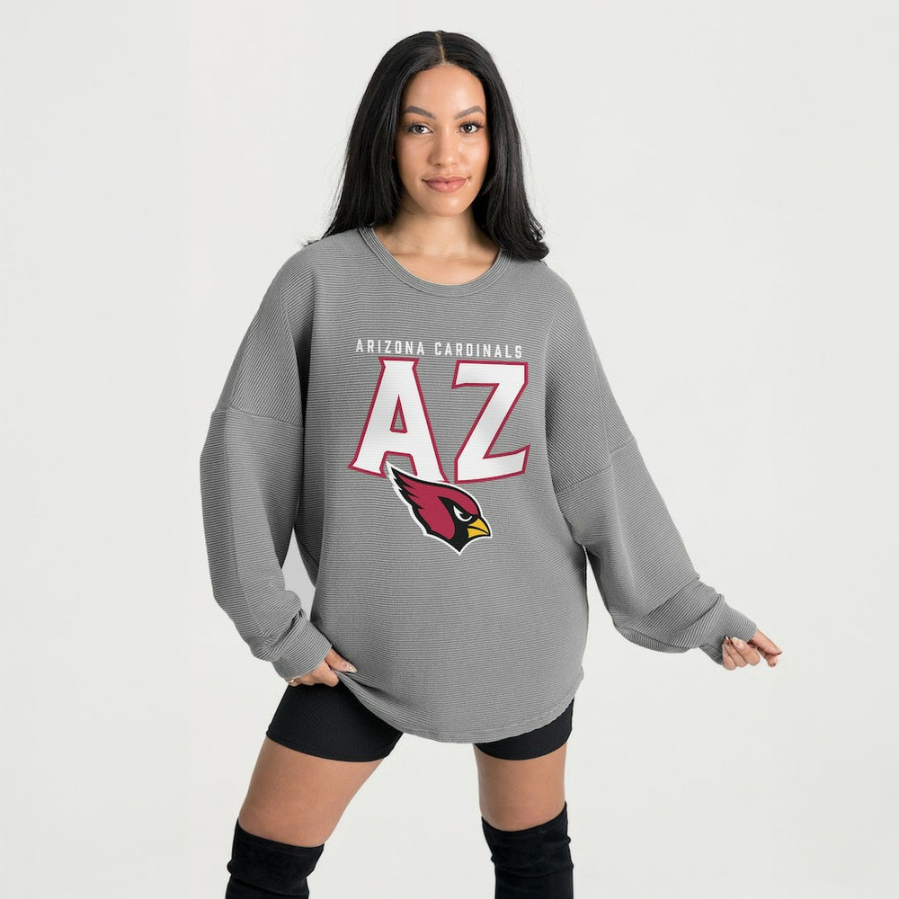 Arizona Cardinals Gameday Couture Women's Oversized Pure Motion Corded Sweatshirt Gray - NFL