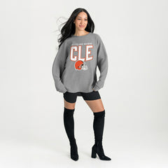 Cleveland Browns Gameday Couture Women's Oversized Pure Motion Corded Sweatshirt Gray - NFL
