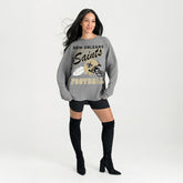 New Orleans Saints Gameday Couture Women's Oversized Sweet Victory Corded Sweatshirt Gray - NFL