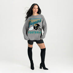 Jacksonville Jaguars Gameday Couture Women's Oversized Sweet Victory Corded Sweatshirt Gray - NFL