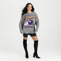 Minnesota Vikings Gameday Couture Women's Oversized Sweet Victory Corded Sweatshirt Gray - NFL