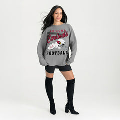 Arizona Cardinals Gameday Couture Women's Oversized Sweet Victory Corded Sweatshirt Gray - NFL