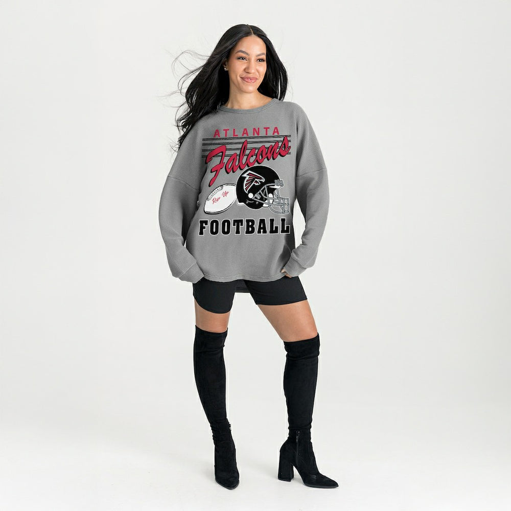 Atlanta Falcons Gameday Couture Women's Oversized Sweet Victory Corded Sweatshirt Gray - NFL