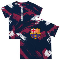 Barcelona Vive La Fete Youth Paint Brush T-Shirts - Navy