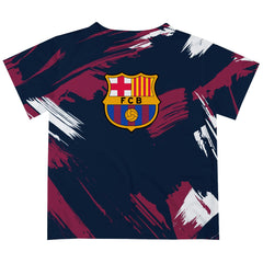 Barcelona Vive La Fete Youth Paint Brush T-Shirts - Navy