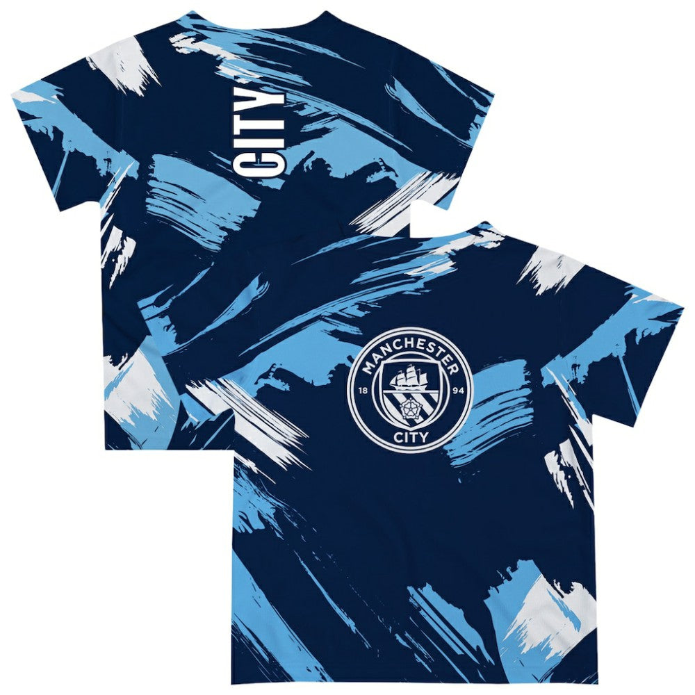 Manchester City Vive La Fete Youth Paint Brush T-Shirts - Navy