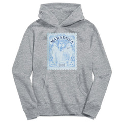 Diego Maradona Argentina National Team Vive La Fete Youth Vintage Stamp Pullover Hoodie - Gray