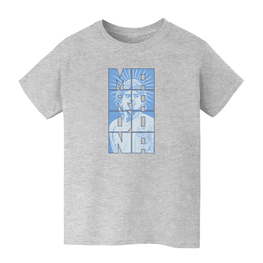 Diego Maradona Argentina National Team Vive La Fete Youth Portrait T-Shirts - Gray