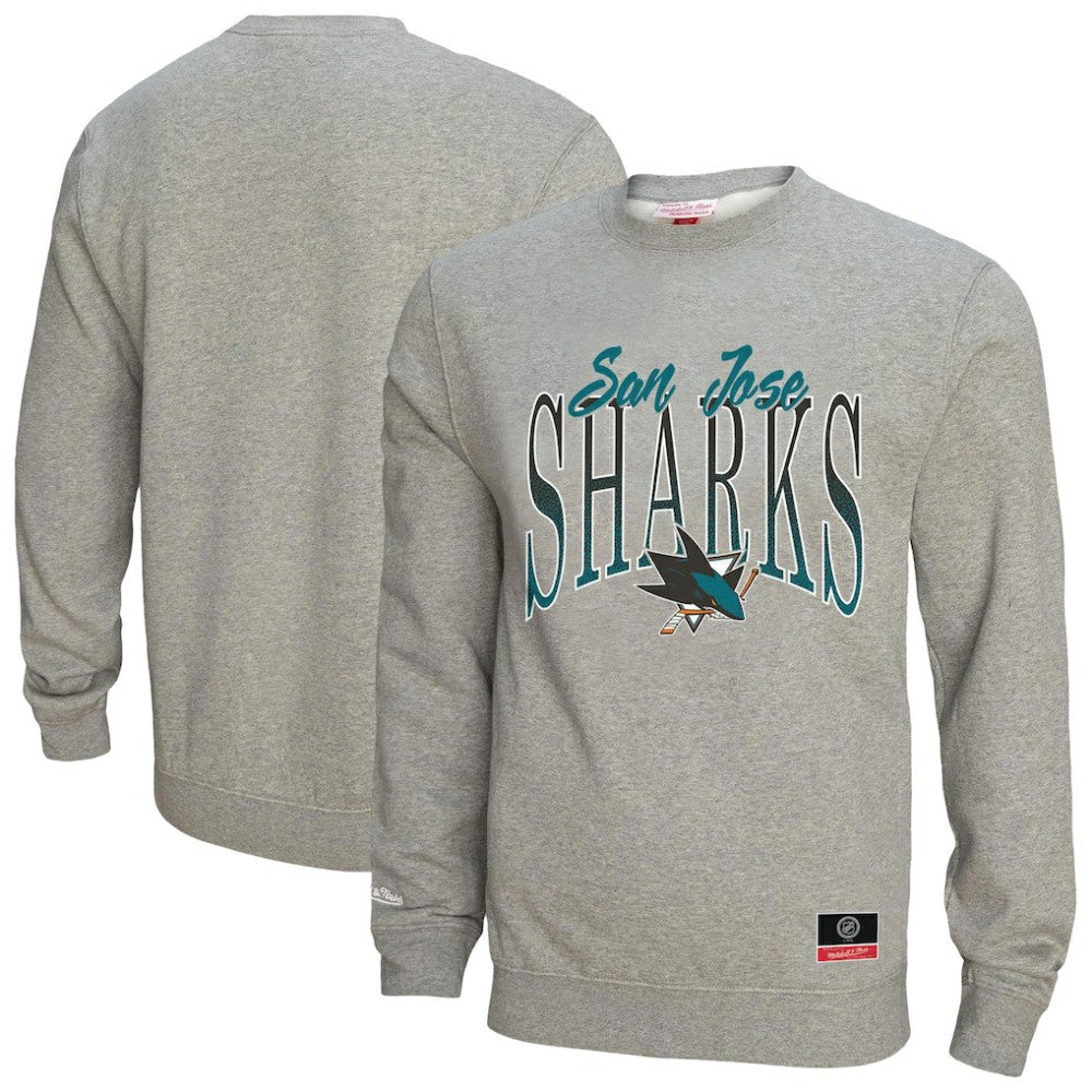 San Jose Sharks - Mitchell & Ness Women's Hockey Night Sweatshirt Heather Gray