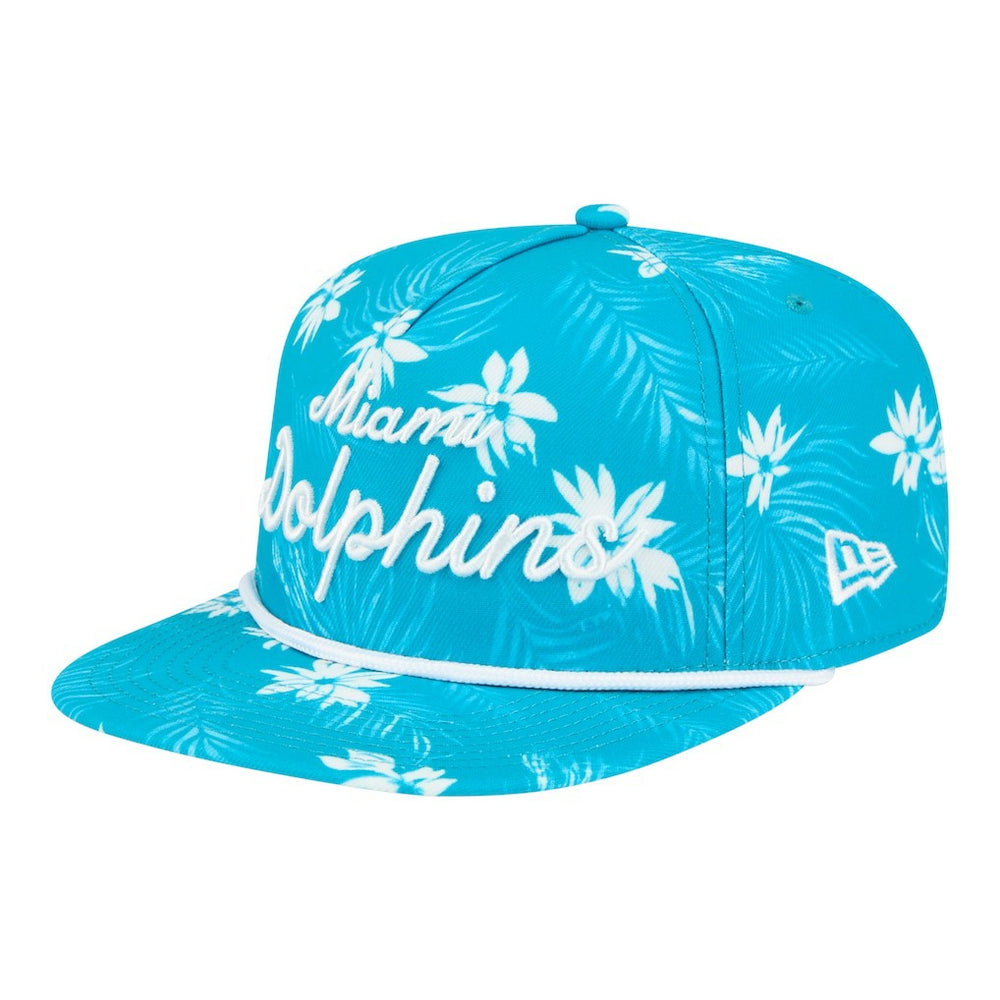 Miami Dolphins New Era Palm Print A-Frame 9FIFTY Snapback Hat Aqua - NFL