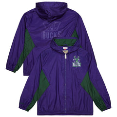 Mitchell & Ness - Milwaukee Bucks Playmaker Full-Zip Hooded Windbreaker Jacket - Purple