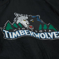 Mitchell & Ness - Minnesota Timberwolves Playmaker Full-Zip Hooded Windbreaker Jacket - Black
