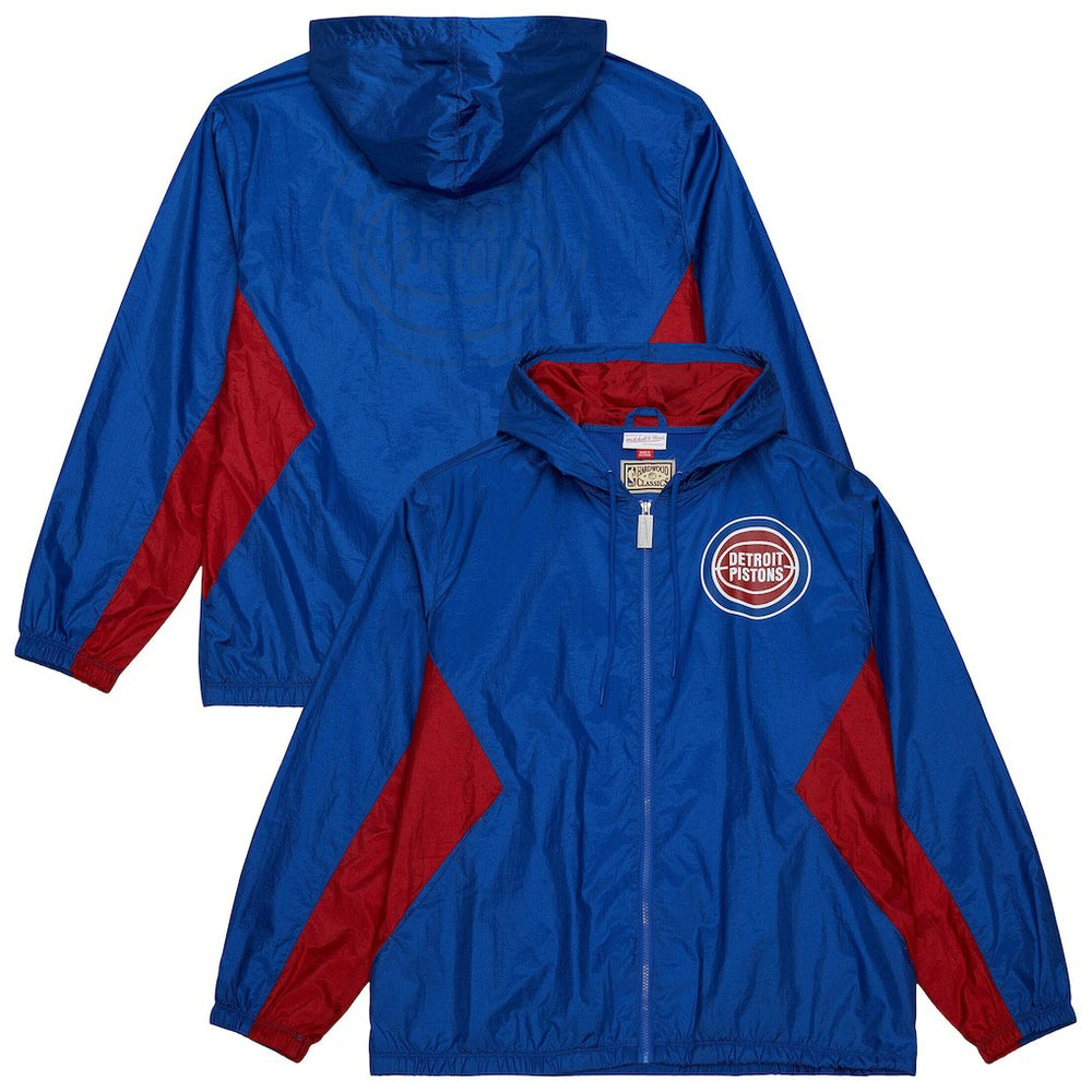 Mitchell & Ness - Detroit Pistons Playmaker Full-Zip Hooded Windbreaker Jacket - Blue