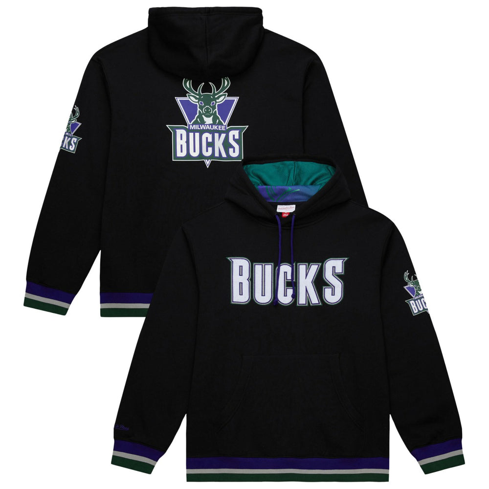 Mitchell & Ness - Milwaukee Bucks Unisex Vintage Heavyweight Hoodie - Black