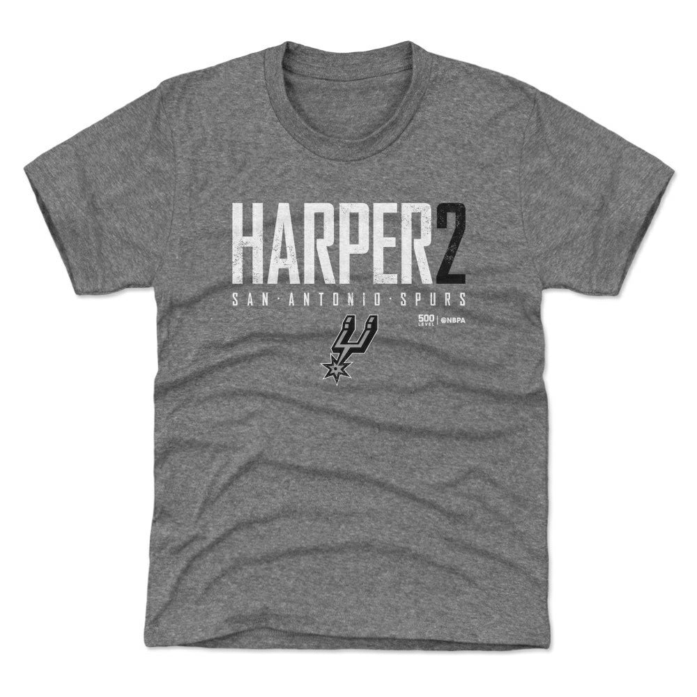 NBA - Dylan Harper San Antonio Spurs 500 Level Youth Elite Name & Number T-Shirt - Heather Gray