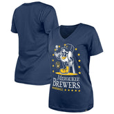Milwaukee Brewers New Era Women's Little Miss 2 V-Neck T-Shirt Near Me