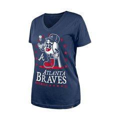 Atlanta Braves New Era Women's Little Miss 2 V-Neck T-Shirt On Sale