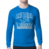 Detroit Lions Starter Comic Style Slogan Long Sleeve T-Shirt Blue - NFL