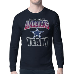 Dallas Cowboys Starter Comic Style Slogan Long Sleeve T-Shirt Navy - NFL