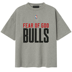 NBA - Chicago Bulls Fear of God x NBA Unisex 90s T-Shirt - Heather Gray