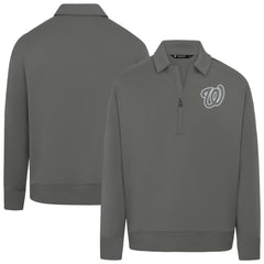 Washington Nationals Levelwear Women's Canmore Chenille Logo Quarter-Zip Top Lifestyle