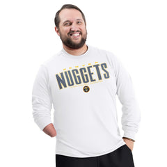 NBA - Denver Nuggets G-III Sports by Carl Banks Adaptive Printed Mesh Effect Long Sleeve T-Shirt - White