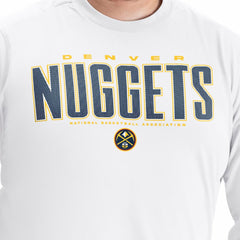 NBA - Denver Nuggets G-III Sports by Carl Banks Adaptive Printed Mesh Effect Long Sleeve T-Shirt - White