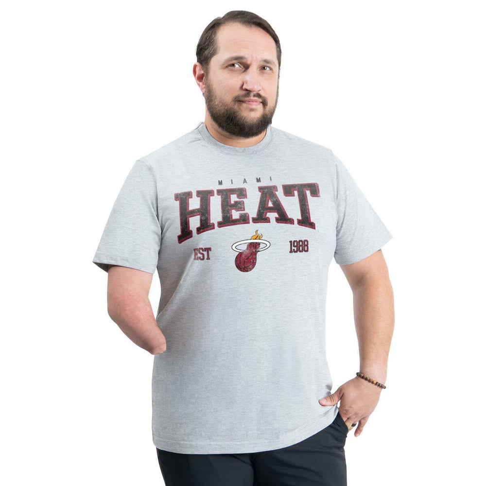 NBA - Miami Heat G-III Sports by Carl Banks Adaptive Classic Team Spirit Short Sleeve T-Shirt - Gray