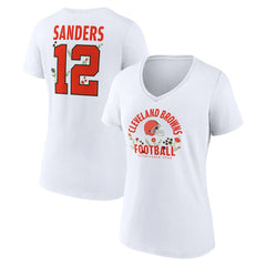 Shedeur Sanders Cleveland Browns Women's Floral Name & Number V-Neck T-Shirt White - NFL