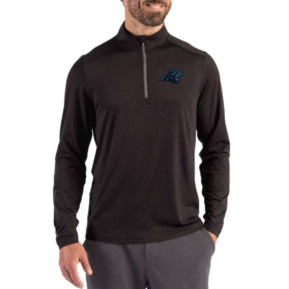Carolina Panthers Cutter & Buck Coastline Epic Comfort Recycled Quarter-Zip Pullover Black - NFL