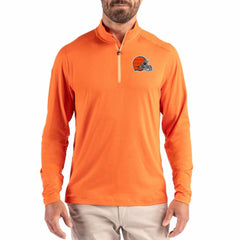 Cleveland Browns Cutter & Buck Coastline Epic Comfort Recycled Quarter-Zip Pullover Orange - NFL