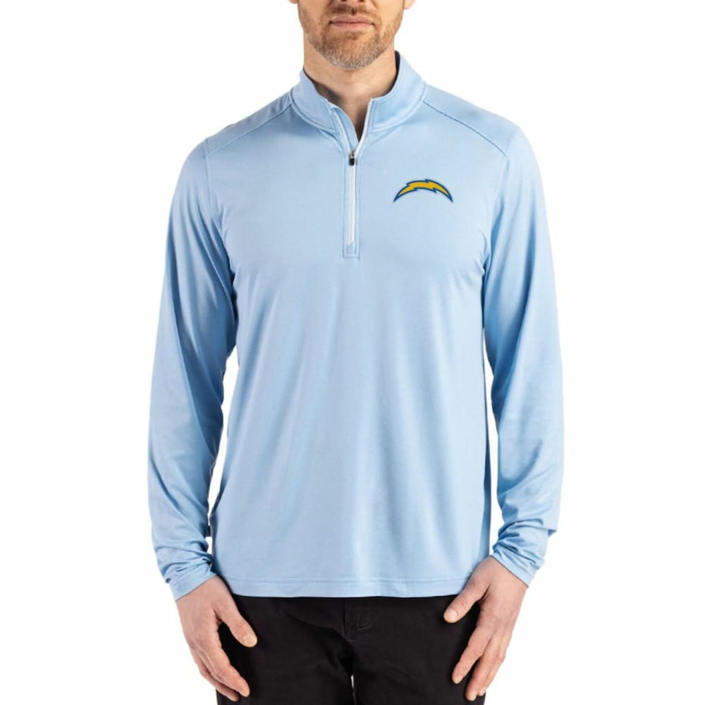 Los Angeles Chargers Cutter & Buck Coastline Epic Comfort Recycled Quarter-Zip Pullover Powder Blue - NFL