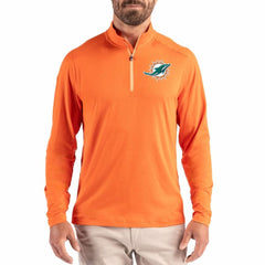 Miami Dolphins Cutter & Buck Coastline Epic Comfort Recycled Quarter-Zip Pullover Orange - NFL