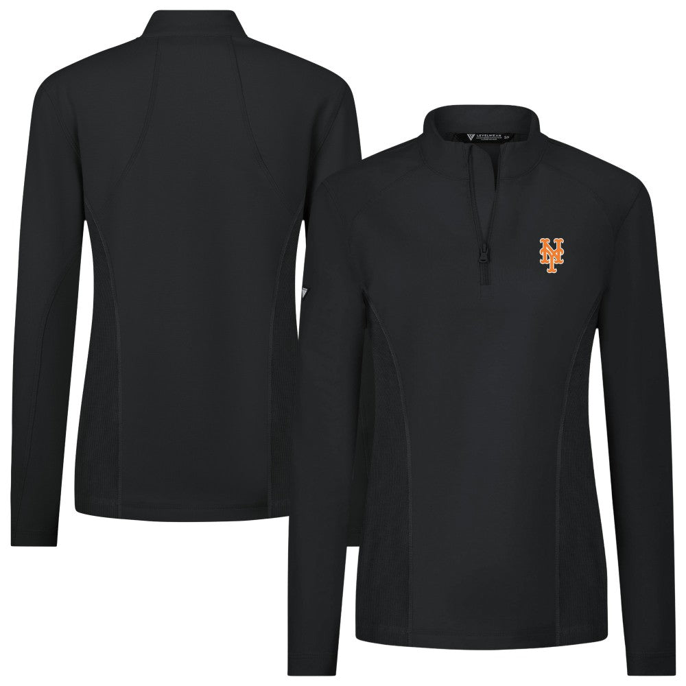 New York Mets Levelwear Women's Upright Insignia 2.0 Quarter-Zip Tri-Blend Top Clearance