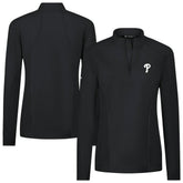 Philadelphia Phillies Levelwear Women's Upright Insignia 2.0 Quarter-Zip Tri-Blend Top Lifestyle