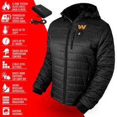 Washington Commanders ActionHeat 5V Battery Heated Full-Zip Hoodie Puffer Jacket Black - NFL