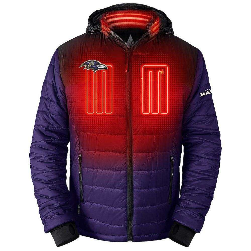 Baltimore Ravens ActionHeat 5V Battery Heated Full-Zip Hoodie Puffer Jacket Purple - NFL
