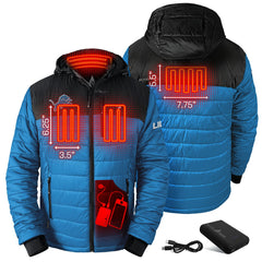 Detroit Lions ActionHeat 5V Battery Heated Colorblock Full-Zip Puffer Jacket Black/Blue - NFL