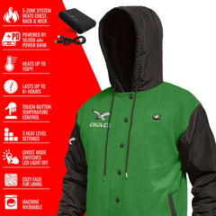 Philadelphia Eagles ActionHeat 5V Battery Heated Full-Snap Varsity Jacket Kelly Green/Black - NFL