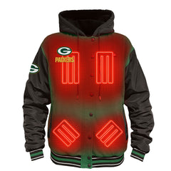 Green Bay Packers ActionHeat 5V Battery Heated Full-Snap Varsity Jacket Green/Black - NFL