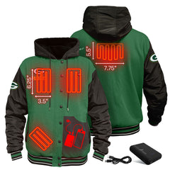 Green Bay Packers ActionHeat 5V Battery Heated Full-Snap Varsity Jacket Green/Black - NFL