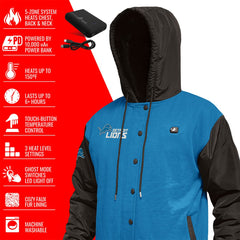 Detroit Lions ActionHeat 5V Battery Heated Full-Snap Varsity Jacket Blue/Black - NFL
