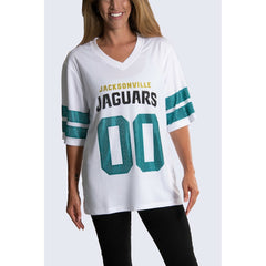 Jacksonville Jaguars Cuce Women's Rhinestone V-Neck Tunic White - NFL