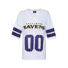 Baltimore Ravens Cuce Women's Rhinestone V-Neck Tunic White - NFL