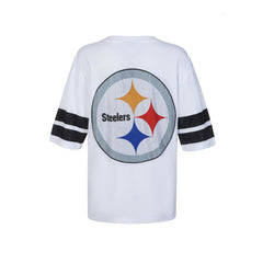 Pittsburgh Steelers Cuce Women's Rhinestone V-Neck Tunic White - NFL