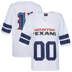 Houston Texans Cuce Women's Rhinestone V-Neck Tunic White - NFL