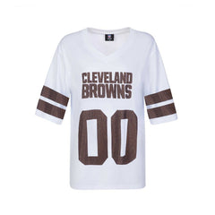 Cleveland Browns Cuce Women's Rhinestone V-Neck Tunic White - NFL