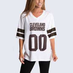 Cleveland Browns Cuce Women's Rhinestone V-Neck Tunic White - NFL