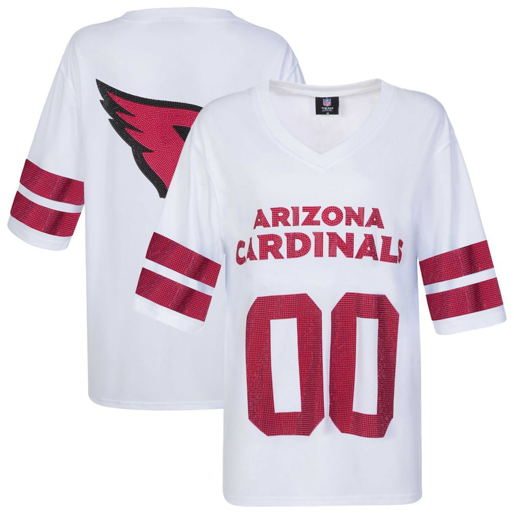 Arizona Cardinals Cuce Women's Rhinestone V-Neck Tunic White - NFL